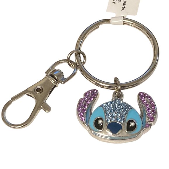 Vintage Disney Rhinestone Stitch Keychain Zipper Pull Purse Bag Charm Aulani - Picture 1 of 10